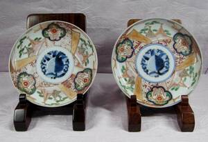 伊万里焼 中皿2枚組 色絵皿 径１９×高３cm