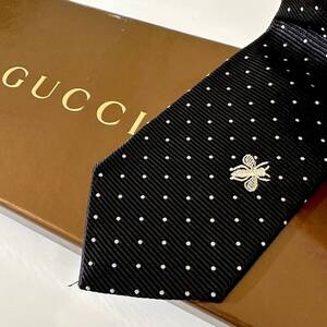 美品 GUCCI ネクタイ シルク100% ブラック ドット 2410-456