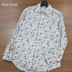 23AW★ Paul Smith ポールスミス メインライン★ 【Flower Stamp】 長袖 花柄 フラワー スタンプ シャツ Sz.M　メンズ　I4T00140_1#C