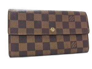 1円 LOUIS VUITTON ルイヴィトン N61726 ダミエ ポルトフォイユ サラ 二つ折り 長財布 ウォレット 札入れ 小銭入れ ブラウン系 FK2214