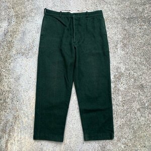 【W38】UNKNOWN ウールパンツ オリーブ グリーン 緑■ビンテージ オールド レトロ アメリカ古着 ビッグサイズ 50s/60s