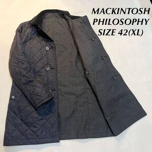 【美品】MACKINTOSH PHILOSOPHY マッキントッシュフィロソフィー リバーシブル ステンカラーコート キルティングコート 千鳥格子 三陽商会