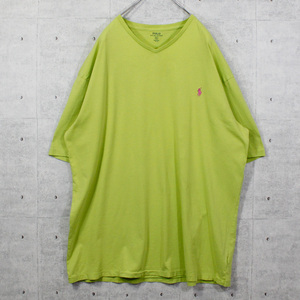 XL【XXL-XXXL相当】 / 古着 Tシャツ 半袖 POLO RALPH LAUREN Vネック ワンポイントロゴ 刺繍 トップス SPO-2209010