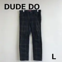 最終【DUDE DO】チェック柄パンツ　 L　緑×紺　C0711A12