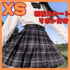 制服 コスプレ プリーツスカート チェック ミニスカ リボン 学生服 jk XS