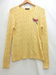 POLO RALPH LAUREN ポロ ラルフローレン ケーブルニット Knit L 170/90A 100%COTTON イエロー 211752548001 MADE IN CHINA