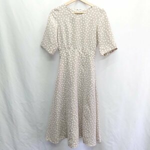 ◇ ROPE PICNIC ロペピクニック ドット柄 半袖 ロング丈 ワンピース サイズ36 ベージュ ホワイト レディース E