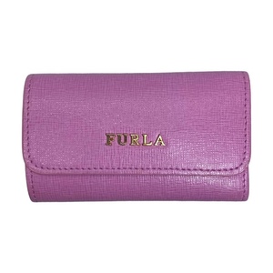 FURLA フルラ RL71 B30 BABYLON バビロン 6連 キーケース 小物 レザー ロゴ ピンク ゴールド金具 レディース