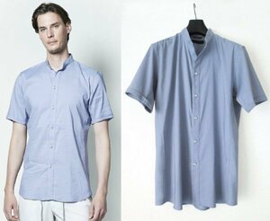 定価2.7万 21S/S junhashimoto ジュンハシモト SV11 LINEN HIGH POWER STRETCH BAND COLLAR SHIRTS 3 ストレッチ ジェラルミンボタンシャツ