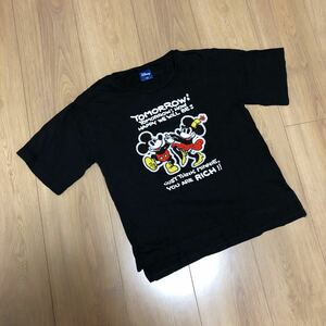 【ライトオン×ディズニー】黒　レトロミッキーミニーワッペン　半袖？五部袖？Tシャツカットソー　130