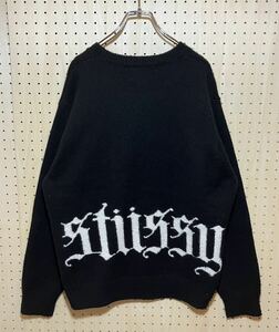 【S】STUSSY Logo Gothic Sweater Knit Black ステューシー ゴシック ロゴ ニット セーター ブラック F507