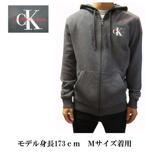 新品 ◆チャコール ◆(S) ◆CALVIN KLEIN JEANS ◆カルバンクライン ジーンズ CK ◆ジップフード ◆ジップパーカー ◆全国送料無料