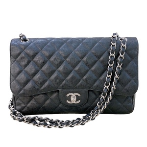 シャネル CHANEL マトラッセ30 A58600 ブラック シルバー金具 キャビアスキン ショルダーバッグ レディース 中古