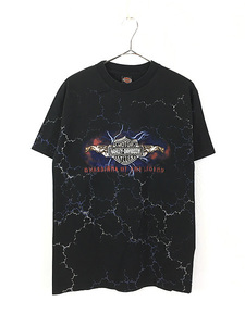 古着 00s HARLEY DAVIDSON シールド サンダー パターン Tシャツ M 古着