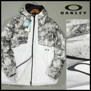 新品 オークリー フーディージップジャケット XXL 白 グラフィック柄 撥水 防風 保温 秋冬 OAKLEYL メンズ 【3058】