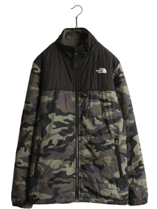 US企画 ノースフェイス リバーシブル ジャケット ボーイズ XL メンズ M 程/ 古着 The North Face ボア パイル フリース 中綿 迷彩 ナイロン