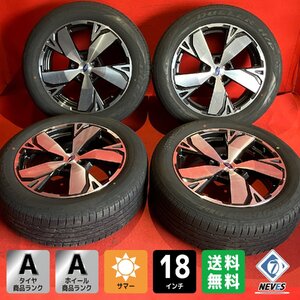 【送料無料】中古 スバル フォレスター純正 225/55R18 18x7.0+48 114.3-5H タイヤ＆ホイール４本SET【46681710】