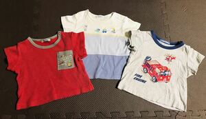 【３枚セット】☆ファミリア☆可愛い半袖Tシャツ ☆サイズ80☆ファミちゃん 消防車 ブルー 赤 familiar【お得】