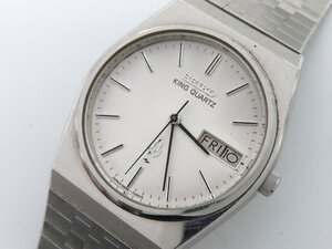 1円 セイコー(SEIKO) 5856-7020 キングクォーツ ＳＳ シルバー文字盤 ボーイズ 腕時計 稼働 QZ 14315