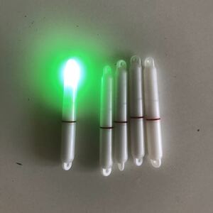 LEDスティックライト　75サイズ　緑　短め　5本　バッテリー付き　電気ケミホタル発光 高輝度 電気ウキ LEDライト 集魚ライト ウキ
