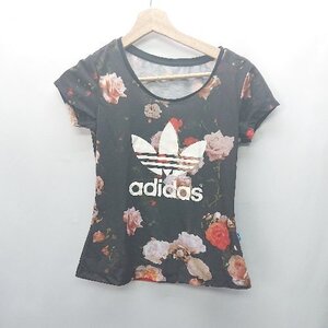 ◇ adidas アディダス 総柄 半袖 Tシャツ サイズ表記なし ブラック レッド レディース E