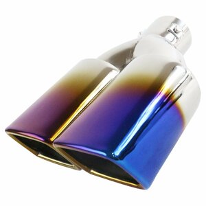 【新品即納】焼入れ トヨタ ヴィッツ Vitz 90 系 130 131 135 系 デュアル スクエア マフラー カッター 2本出し ステンレス メッキ ツイン