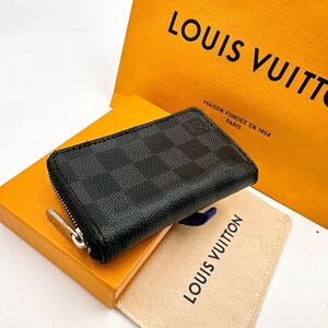 3851【美品】LOUIS VUITTON ルイヴィトン ダミエ グラフィット ジッピーコインパース コインケース 小銭入れ ウォレット N63076/MI2162