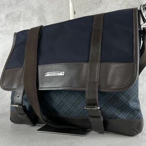 新品 未使用 A4可 BURBERRY BLACK LABEL バーバリー ブラックレーベル メンズ ショルダー 斜め掛け ノバチェック ブラック メッセンジャー