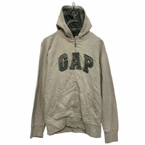 GAP プリント スウェット パーカー ギャップ キッズ L ベージュ フルジップ 古着卸 アメリカ仕入 a608-6238