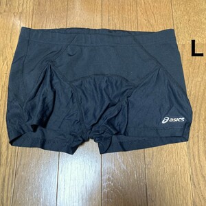 C857アシックス♪ストレッチ♪ブラックのボックスタイプ男子競泳水着♪アンダーやコレクションやトレーニングにも♪サイズL