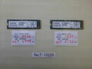 T-10220 / SSD / SAMSUNG / M.2 2280 / NVMe / 512GB / 2個セット / ゆうパケット発送 / データ消去済み / ジャンク扱い