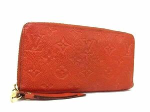 1円■美品■LOUIS VUITTON ルイヴィトン M60547 モノグラムアンプラント ジッピーウォレット ラウンドファスナー 長財布 レッド系 AX8071