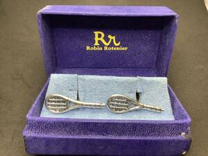 Robin Rotenier 銀製 テニスラケット カフス ( ロビン・ロテニアー テニス スターリング silver 925 カフリンクス カフスボタン ) 23055