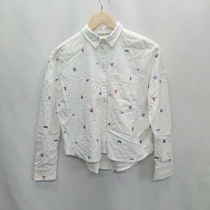 ◇ TOMMY JEANS トミージーンズ 刺繍 総柄 カジュアル 長袖 シャツ サイズXXS ホワイト系 メンズ E