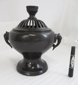 タレカブラ　香炉1つ　9寸付き　茶黒色　新品・未使用　長期保管のため多少の劣化ある場合があります　特価品　t165