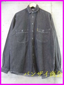 9201b11◆良品です◆ARMANI JEANS アルマーニジーンズ 長袖ブラックデニムシャツ S/ダンガリーシャツ/ジョルジオ/