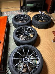 ヨコハマ アドバン レーシング RS ADVAN 18インチ ホイールタイヤ付き4本セット 215/45R18 7.5J +42 4穴 PCD100 タイヤ2022年製