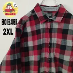 usa古着 EDDIEBAUER ネルシャツ　2XL レッド　グレー　チェック