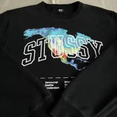 “WORLD TOUR” STUSSY ビックプリント スウェット XL 黒