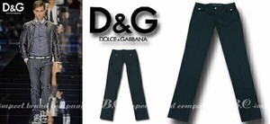 ★DOLCE&GABBANA★ドルガバブラックラインコットンパンツ46★ネイビー×ブラック黒【本物保証】イタカジ★芸能人御用達★ハイファッション