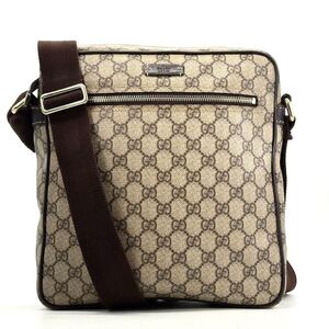 1円/美品●GUCCI グッチ GGスプリーム ショルダーバッグ クロスボディ メッセンジャー メンズ ビジネス 斜め掛け PVC レザー 大容量◎