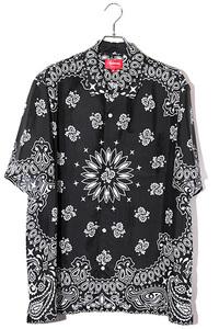 2021SS Supreme シュプリーム SIZE:XL Bandana Silk S/S Shirt バンダナ シルク 半袖シャツ BLACK ブラック /● メンズ