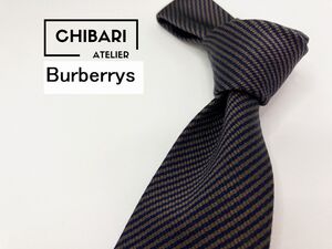 【美品】Burberrys　バーバリー　ロゴ＆レジメンタル柄 ネクタイ 3本以上 送料無料 メンズ ブラウンネイビー　1104285