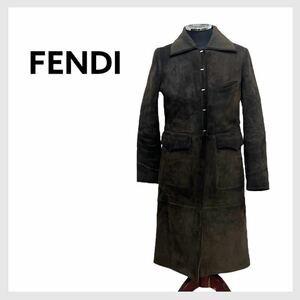 FENDI フェンディ ロゴフックボタン ダブルフェイス ムートンコート レディース