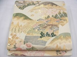 平和屋野田店■六通柄袋帯　唐織　太平錦　扇面離宮文　金糸　逸品　BAAE9531fk