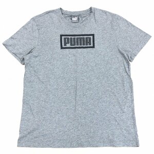 PUMA プーマ ロゴ刺繍 ロゴプリント Tシャツ XXL グレー 半袖 2XL 3L 特大 大きいサイズ コットン 国内正規品 メンズ 紳士