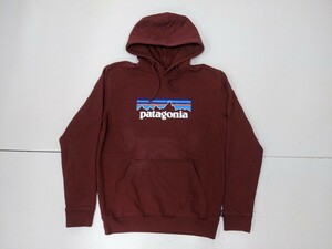 13．パタゴニア デカロゴ プリント 杢調カラー 裏起毛 スウェット パーカー プルオーバー Patagonia アウトドア メンズM レンガ色系y703