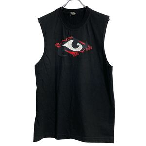 BLACK EYE ノースリーブ プリントTシャツ M ブラック バックプリント ビッグロゴ 古着卸 アメリカ仕入 a608-5525