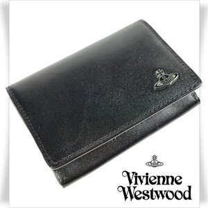 新品1円～★Vivienne Westwood ヴィヴィアンウエストウッド 牛革レザー 名刺入れ カードケース スマートVWK 黒 オーブ ブラック◆4947◆