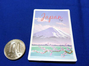 【送料63円】日本 富士山と梅　海外旅行ミニステッカー(JAPAN/桜/富士五湖/美しい風景/シール/スーツケース/スマホ) 